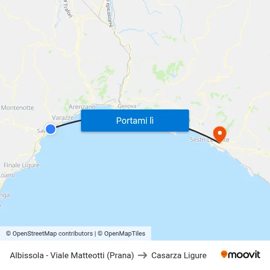 Albissola - Viale Matteotti (Prana) to Casarza Ligure map