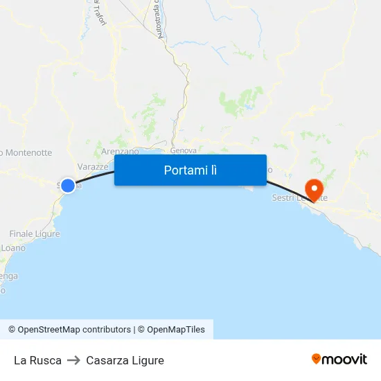 La Rusca to Casarza Ligure map