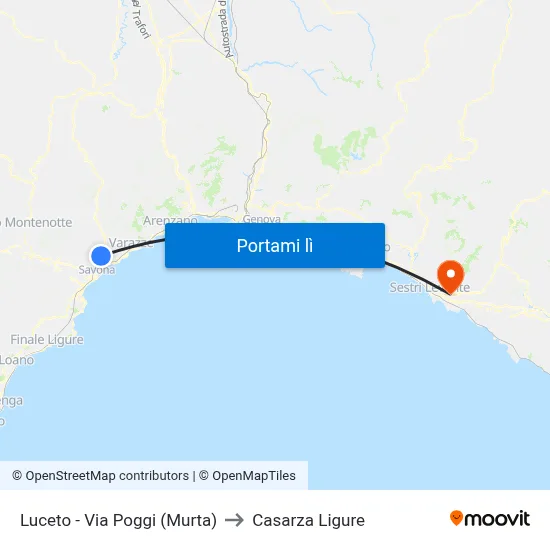 Luceto - Via Poggi (Murta) to Casarza Ligure map