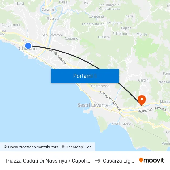 Piazza Caduti Di Nassiriya / Capolinea to Casarza Ligure map