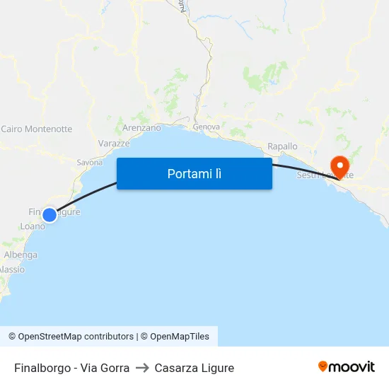Finalborgo - Via Gorra to Casarza Ligure map