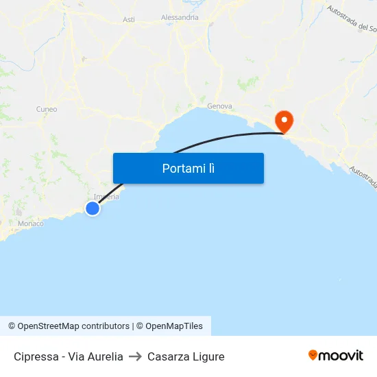 Cipressa - Via Aurelia to Casarza Ligure map