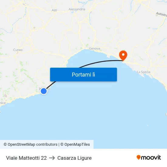 Viale Matteotti 22 to Casarza Ligure map