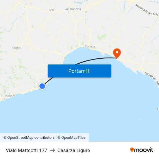 Viale Matteotti 177 to Casarza Ligure map