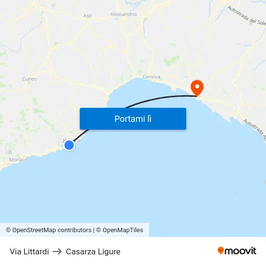 Via Littardi to Casarza Ligure map