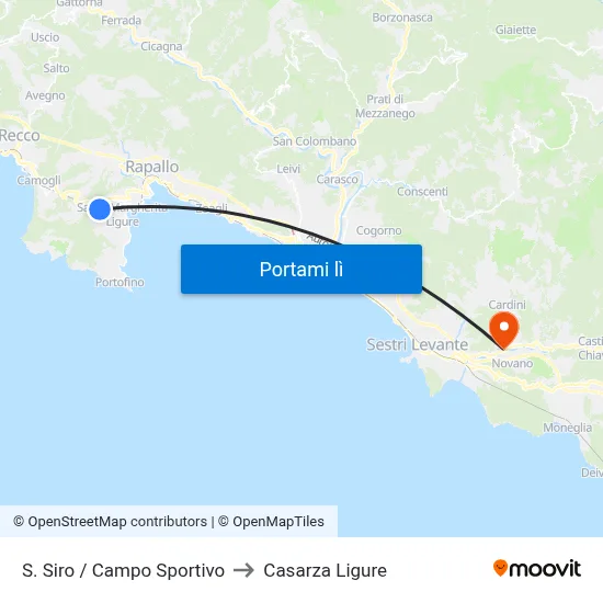 S. Siro / Campo Sportivo to Casarza Ligure map