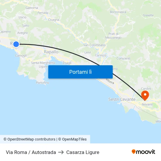 Via Roma / Autostrada to Casarza Ligure map