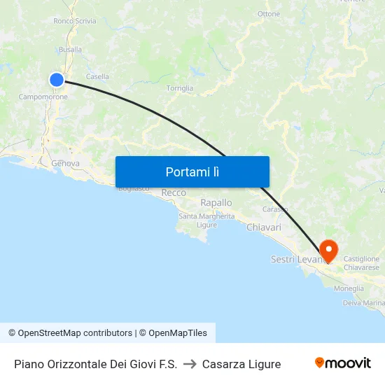 Piano Orizzontale Dei Giovi F.S. to Casarza Ligure map
