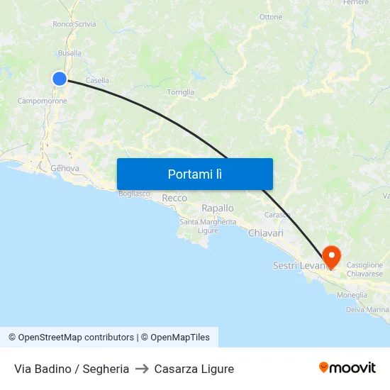 Via Badino / Segheria to Casarza Ligure map