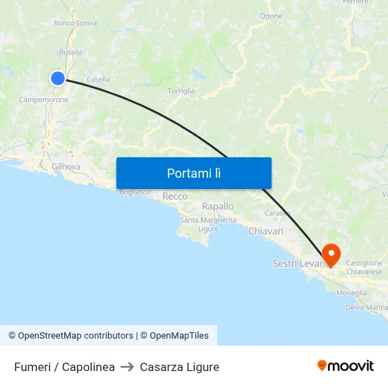 Fumeri / Capolinea to Casarza Ligure map