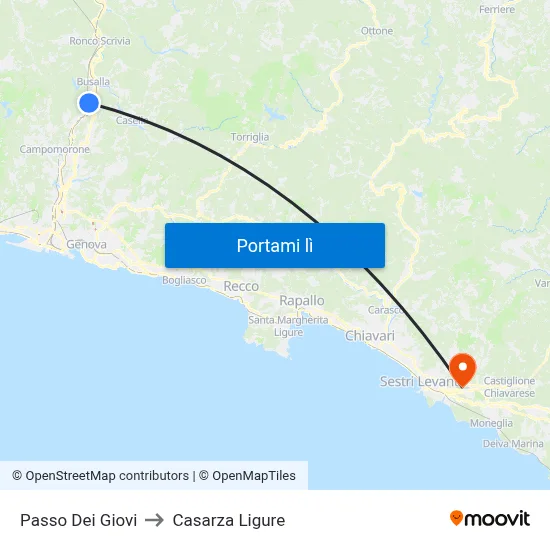 Passo Dei Giovi to Casarza Ligure map