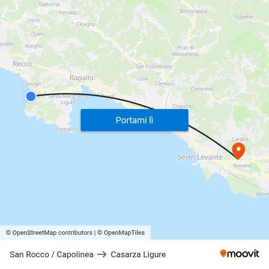 San Rocco / Capolinea to Casarza Ligure map