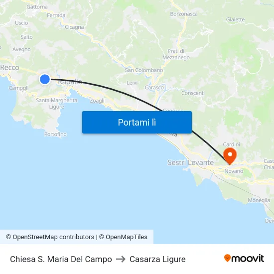 Chiesa S. Maria Del Campo to Casarza Ligure map