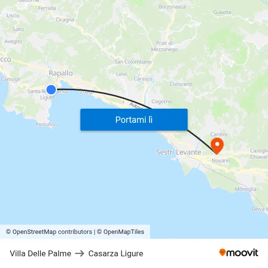Villa Delle Palme to Casarza Ligure map
