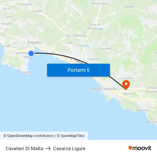 Cavalieri Di Malta to Casarza Ligure map