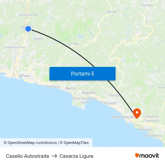 Casello Autostrada to Casarza Ligure map