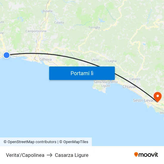 Verita'/Capolinea to Casarza Ligure map