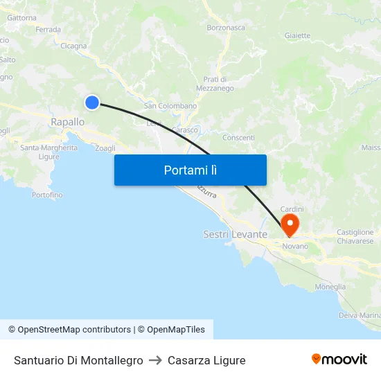Santuario Di Montallegro to Casarza Ligure map