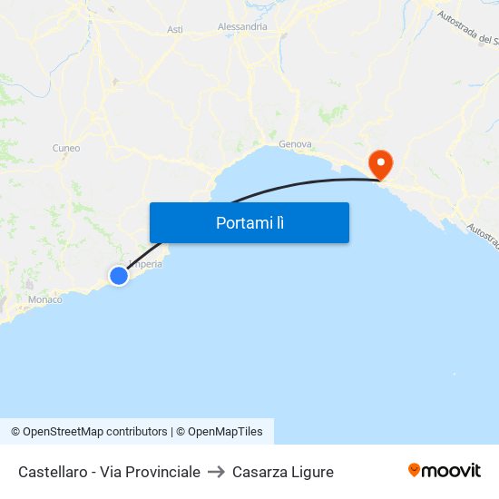 Castellaro - Via Provinciale to Casarza Ligure map