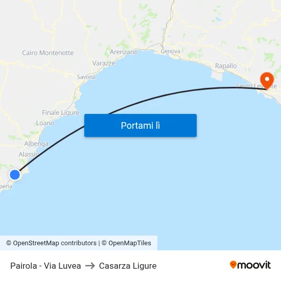 Pairola - Via Luvea to Casarza Ligure map