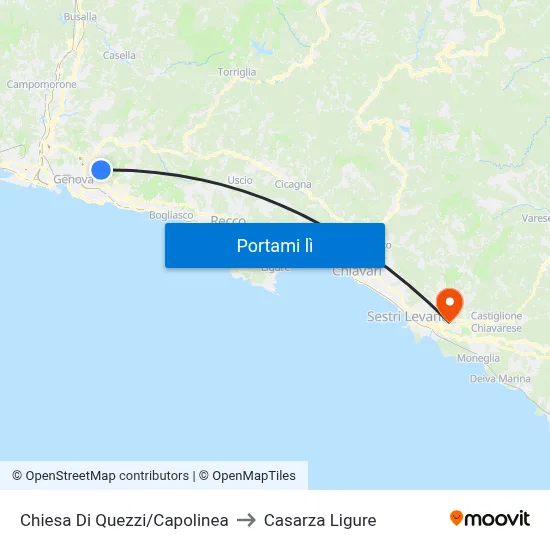 Chiesa Di Quezzi/Capolinea to Casarza Ligure map