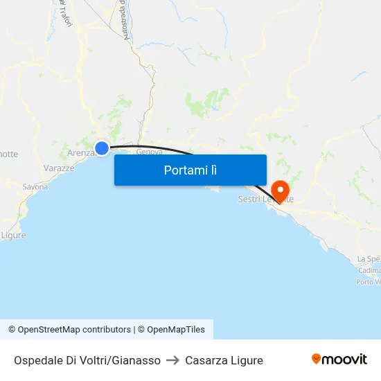 Ospedale Di Voltri/Gianasso to Casarza Ligure map