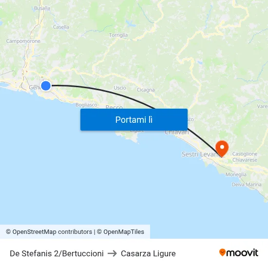 De Stefanis 2/Bertuccioni to Casarza Ligure map