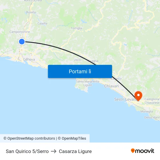 San Quirico 5/Serro to Casarza Ligure map