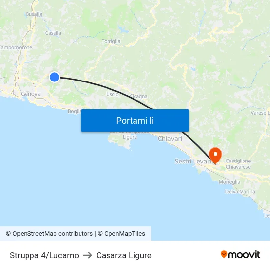 Struppa 4/Lucarno to Casarza Ligure map