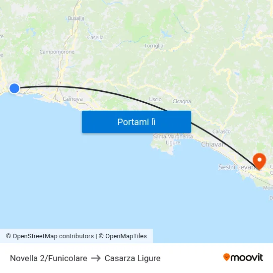 Novella 2/Funicolare to Casarza Ligure map