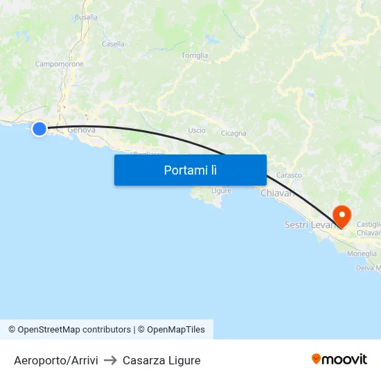Aeroporto/Arrivi to Casarza Ligure map