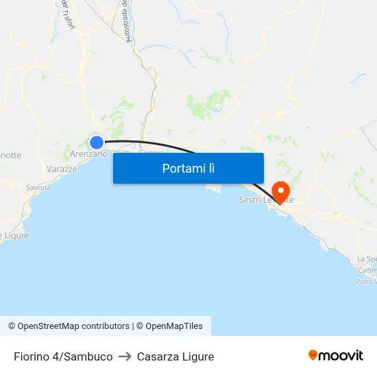 Fiorino 4/Sambuco to Casarza Ligure map