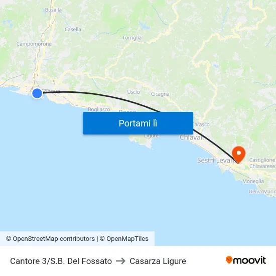 Cantore 3/S.B. Del Fossato to Casarza Ligure map