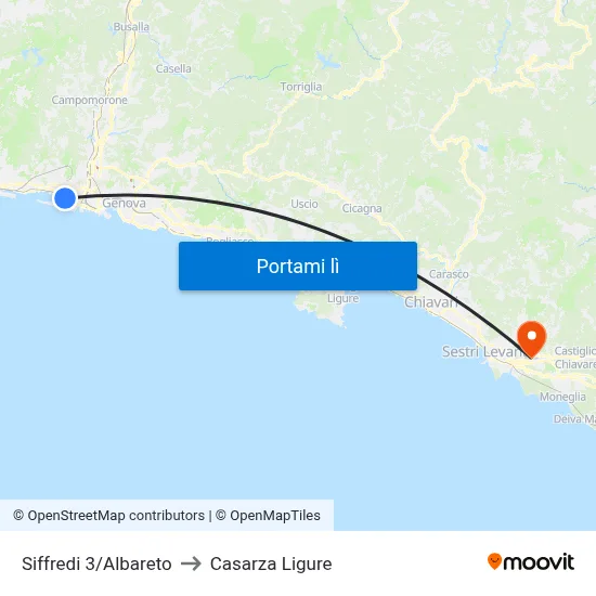Siffredi 3/Albareto to Casarza Ligure map