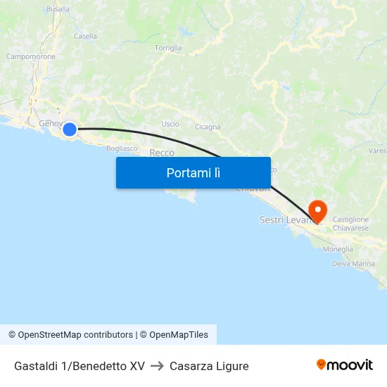 Gastaldi 1/Benedetto XV to Casarza Ligure map