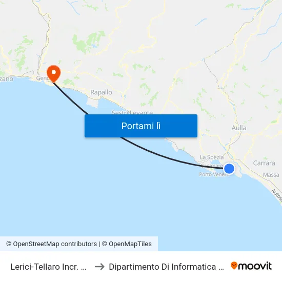 Lerici-Tellaro Incr. Maralunga to Dipartimento Di Informatica E Matematica map