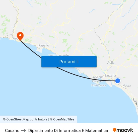 Casano to Dipartimento Di Informatica E Matematica map