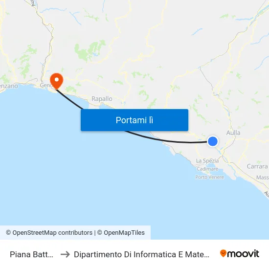 Piana Battolla to Dipartimento Di Informatica E Matematica map