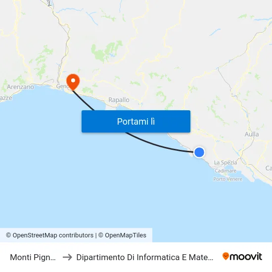 Monti Pignone to Dipartimento Di Informatica E Matematica map