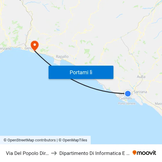 Via Del Popolo Dir. Centro to Dipartimento Di Informatica E Matematica map