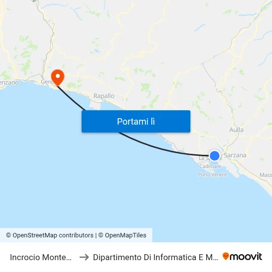 Incrocio Montepertico to Dipartimento Di Informatica E Matematica map