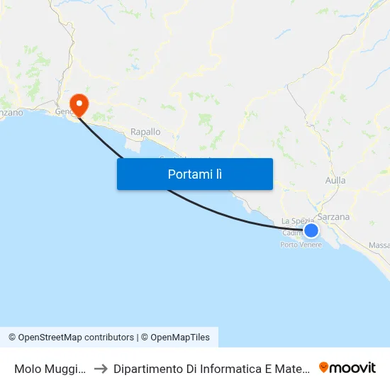 Molo Muggiano to Dipartimento Di Informatica E Matematica map