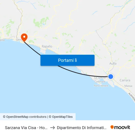 Sarzana Via Cisa - Hotel S. Caterina to Dipartimento Di Informatica E Matematica map
