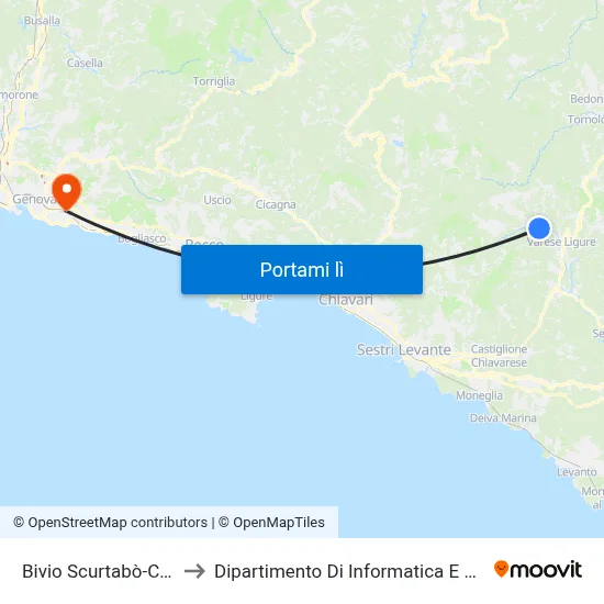 Bivio Scurtabò-Cassego to Dipartimento Di Informatica E Matematica map