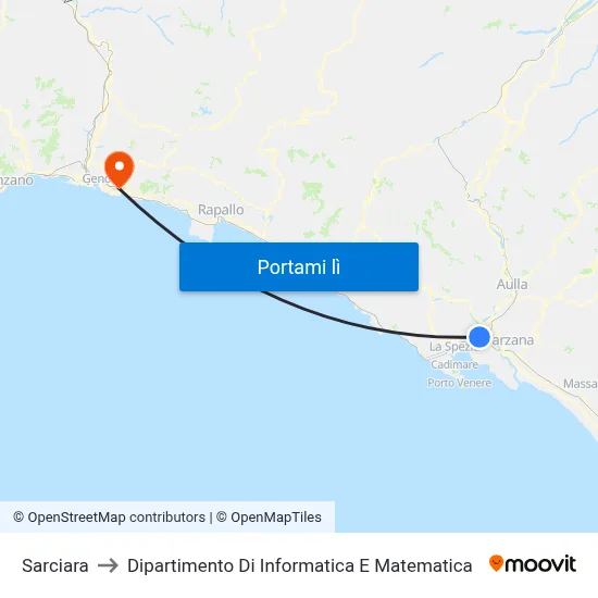Sarciara to Dipartimento Di Informatica E Matematica map