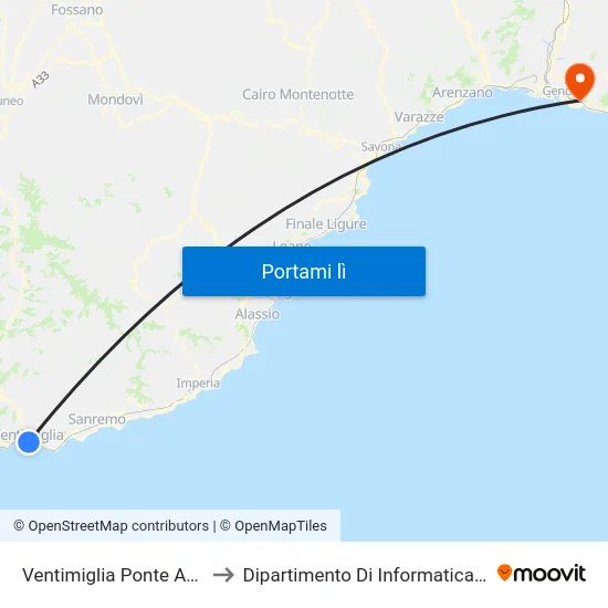 Ventimiglia Ponte Andrea Doria to Dipartimento Di Informatica E Matematica map