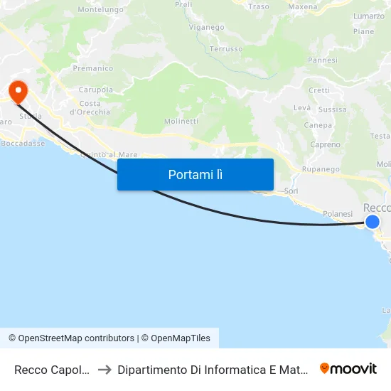 Recco Capolinea to Dipartimento Di Informatica E Matematica map
