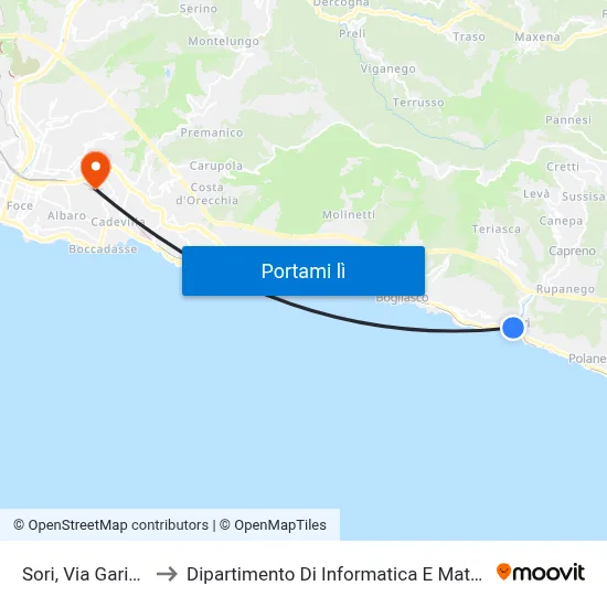 Sori, Via Garibaldi to Dipartimento Di Informatica E Matematica map