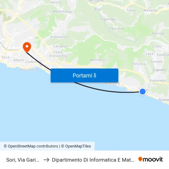Sori, Via Garibaldi to Dipartimento Di Informatica E Matematica map