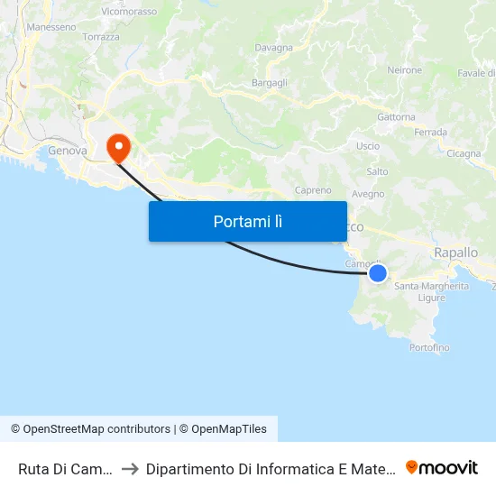 Ruta Di Camogli to Dipartimento Di Informatica E Matematica map